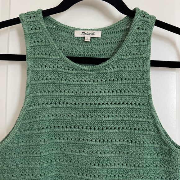 Madewell Sage Green Crochet Tank Top, S - Picture 3 of 12